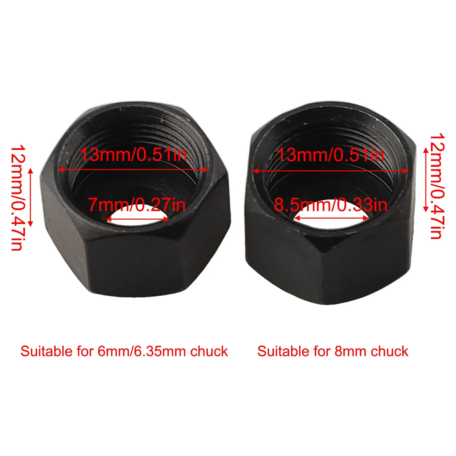 3pc 6/ 6.35/8mm Collet Chuck With 2pc NutsFor Engraving Trimming Machine Electric Router Carbon Steel Replace Accessories