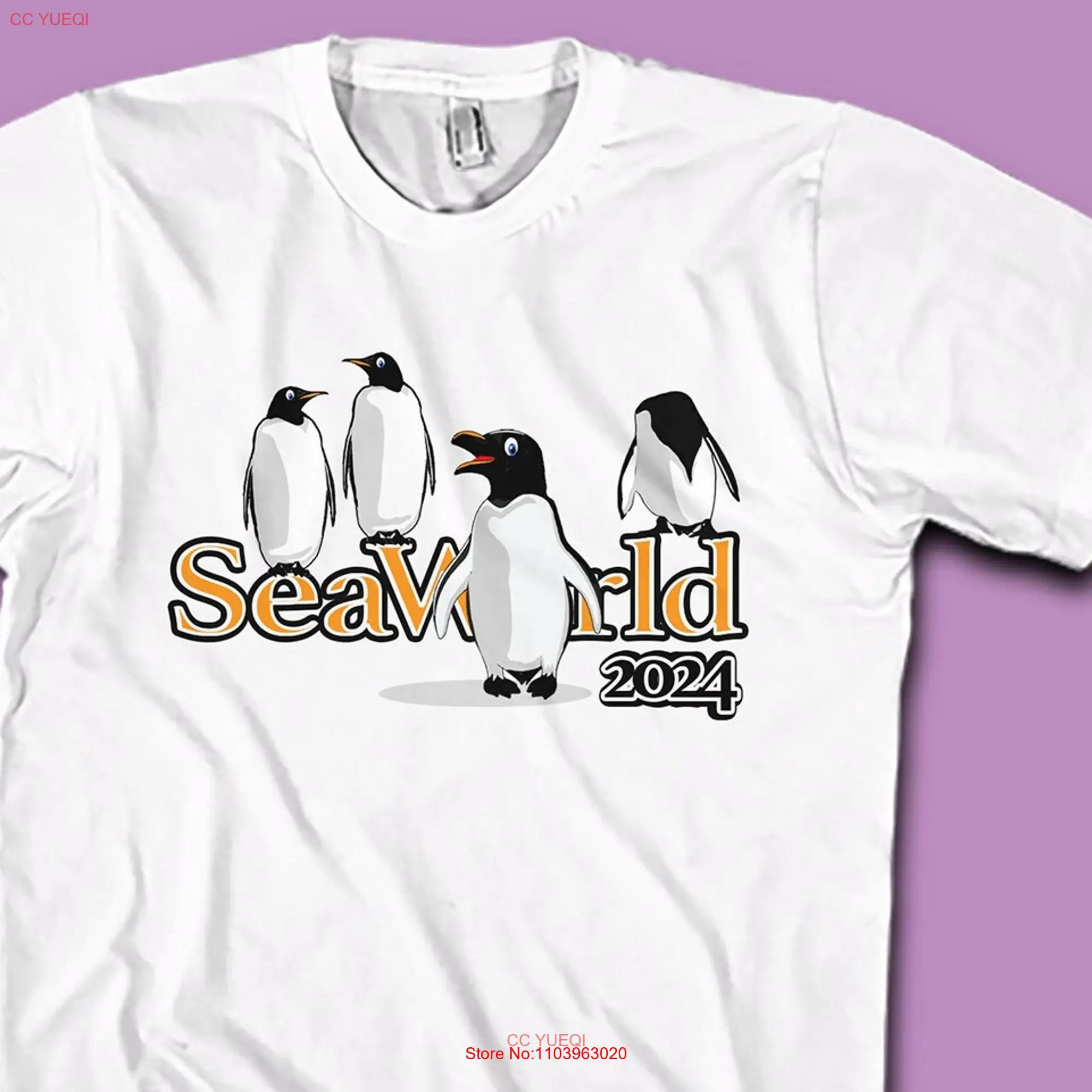 Футболка с длинным или коротким рукавом и принтом пингвина морского мира