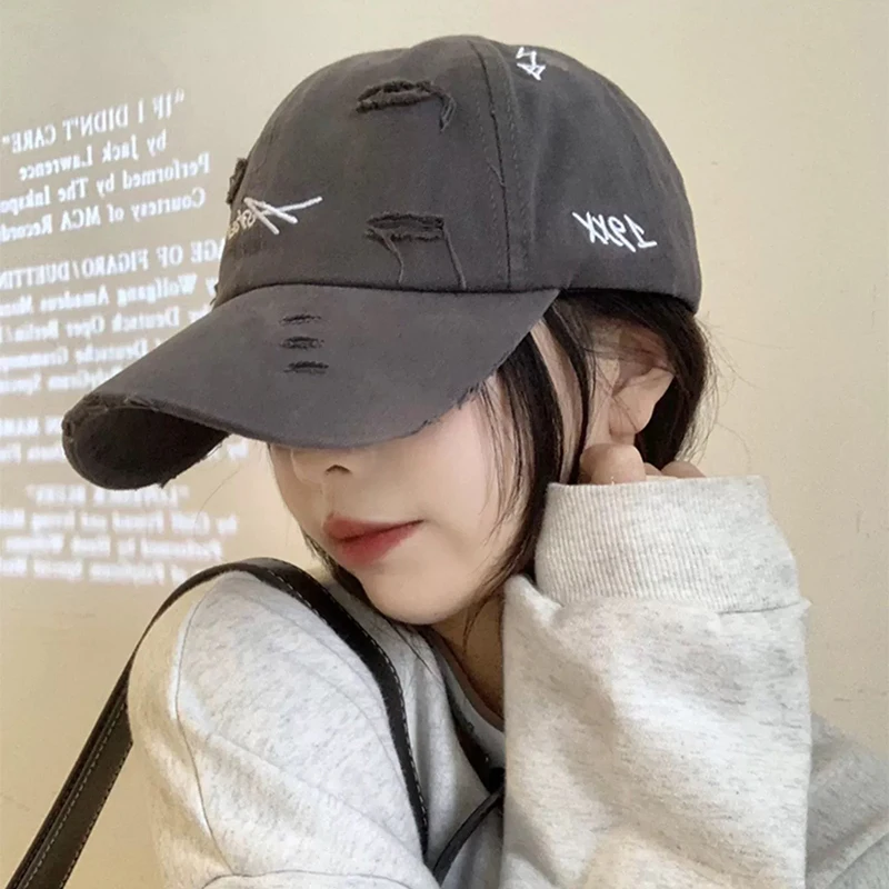 Hoop Retro Embroidered Letters Baseball Hats New Men Women Broken Style Fashion Sunshade Snapback Caps Versatile Street Personal