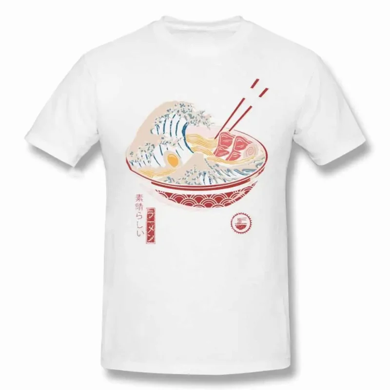 Great Ramen Wave Japan Vintage T Shirts WoMen Man's T-shirt Cotton Summer Tshirts Short Sleeve Graphics T-shirts Tee Tops