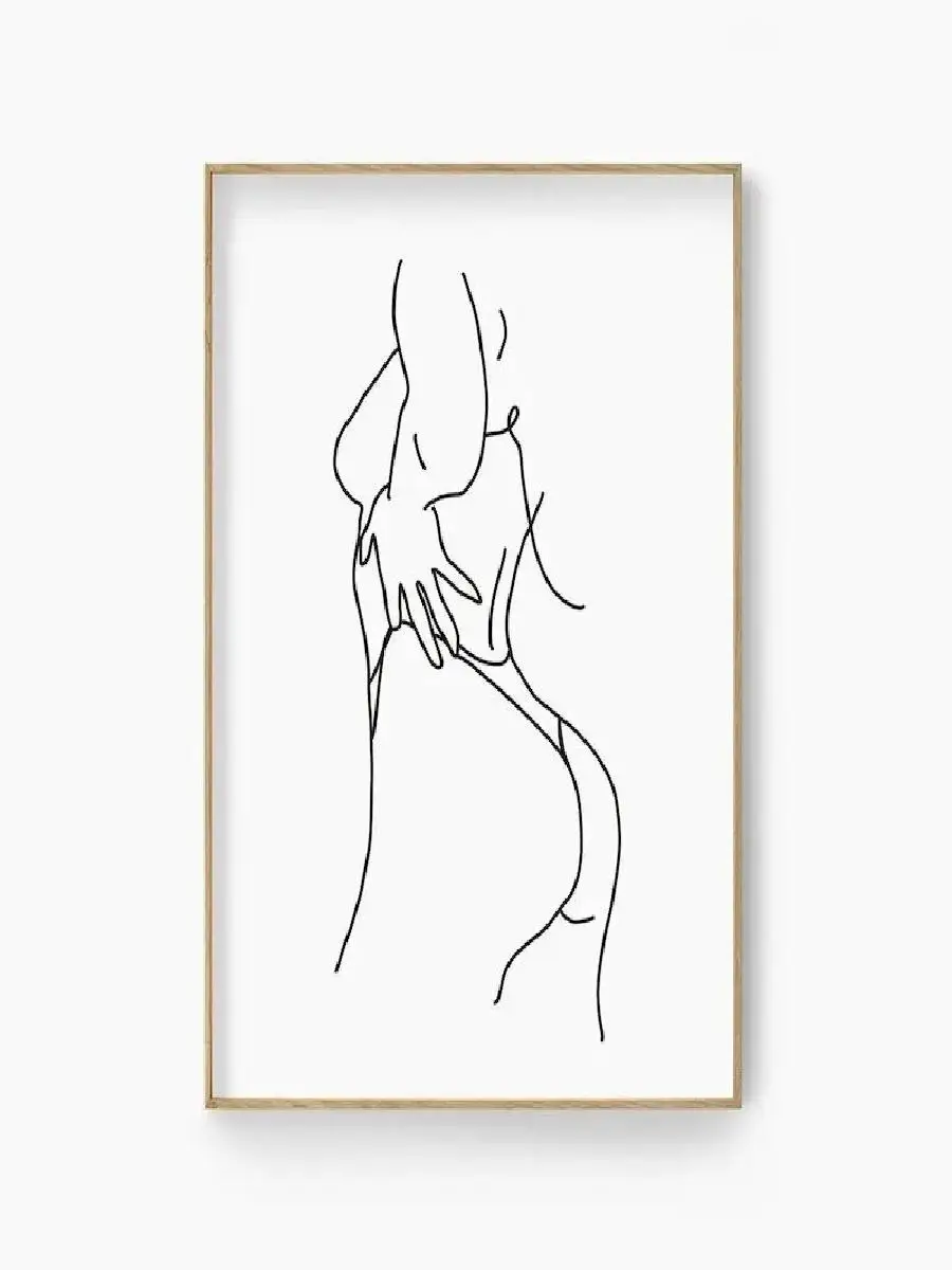 Minimalist Nude Female Line Art Canvas Print - Abstract Woman Body Drawing Poster for Bedroom Decor