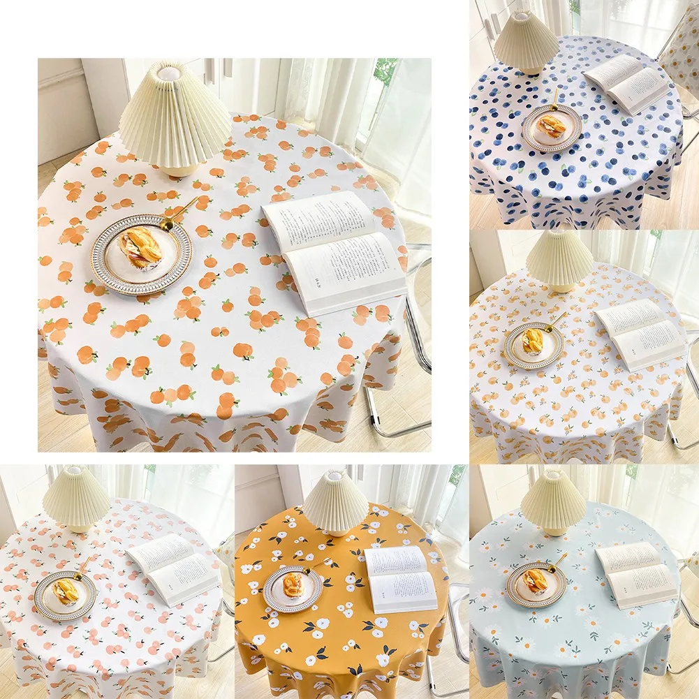 Circular PVC Waterproof Table Cloth, Oil-proof Round Tablecloth, Wipeable Tabletop Covers, Home Kitchen, Dining Table Cover Mat