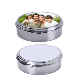 1Pc Sublimation Blank Metal Pill Box Jewelry Box Heat Transfer Printing Stainless Blanks Materials 62x67x18mm