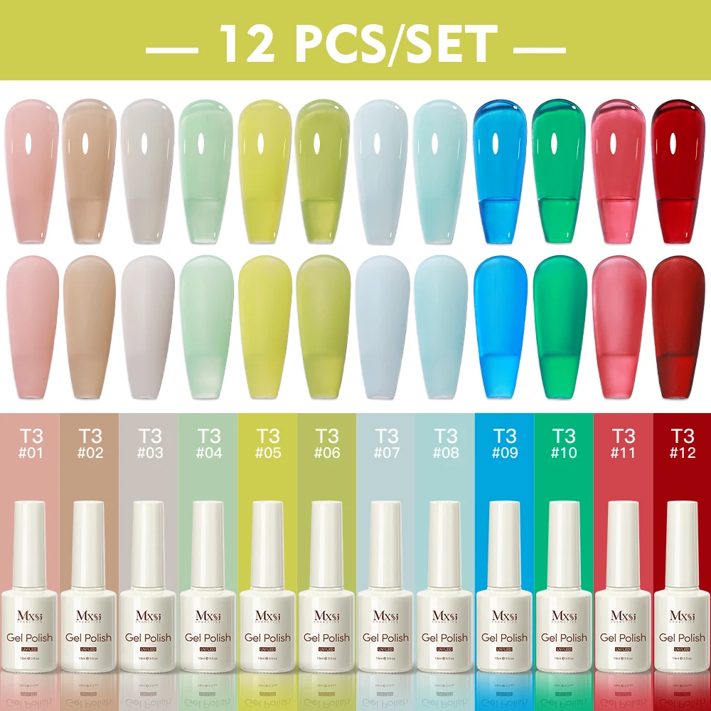 

Mxsi 12pcs Summer Pastel Gel Nail Polish Set 120 Colors Semi Permanent Nail Supplies Long Lasting Vernis Nails Gel Varnish Kit