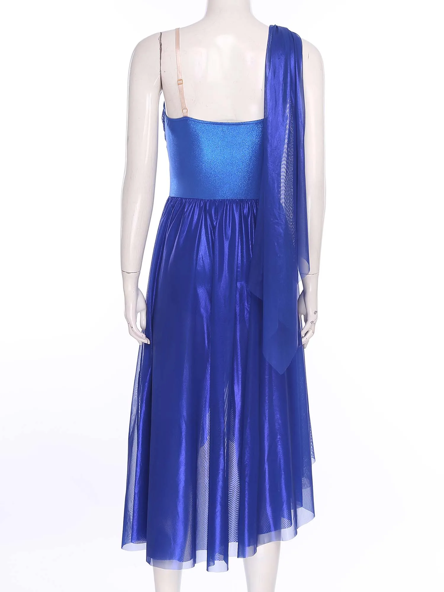 エレガントな女性のモダン社交ワルツダンスドレスノースリーブメタリックボディスチュールドレス宴会パーティーモダンダンスドレス