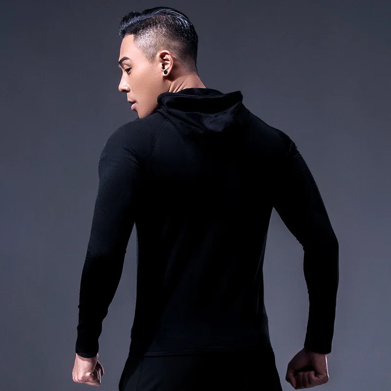 Sports Tight Men's Quick-drying Running Training Clothing Hooded Zipper Sweat-wicking Fitness Jacket Cardigan