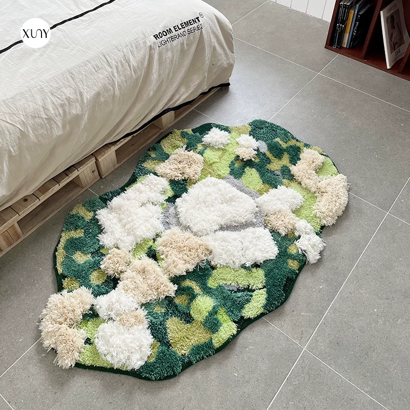 Soft Green Carpet Kids Room Home Decor Moss Rugs For Bedroom Nordic Design Tufted Living Room Carpet Fluffy Bedside Floor Mat