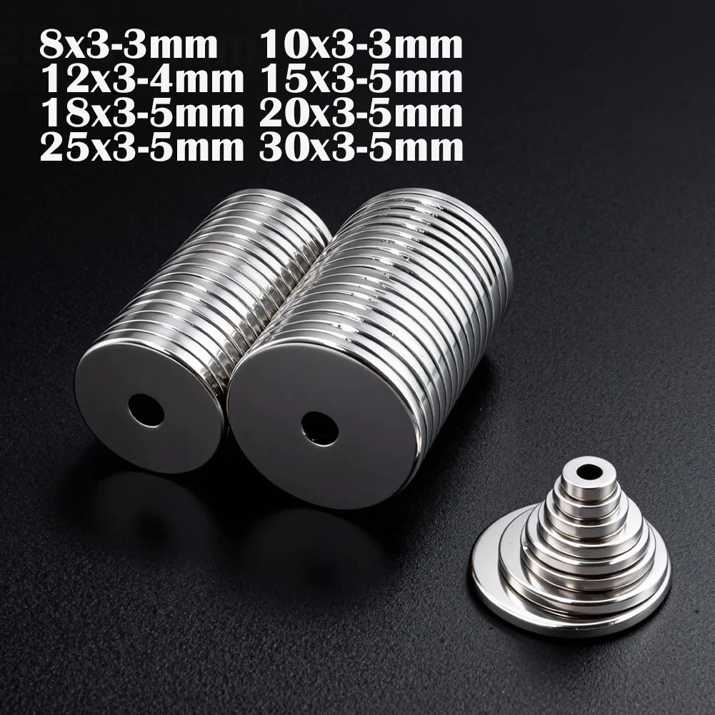 5-50Pcs Powerful Neodymium Magnet Round Super Strong Magnets with Hole NdfeB Permanent Magnetic Imanes DIY Refrigerator Magnet