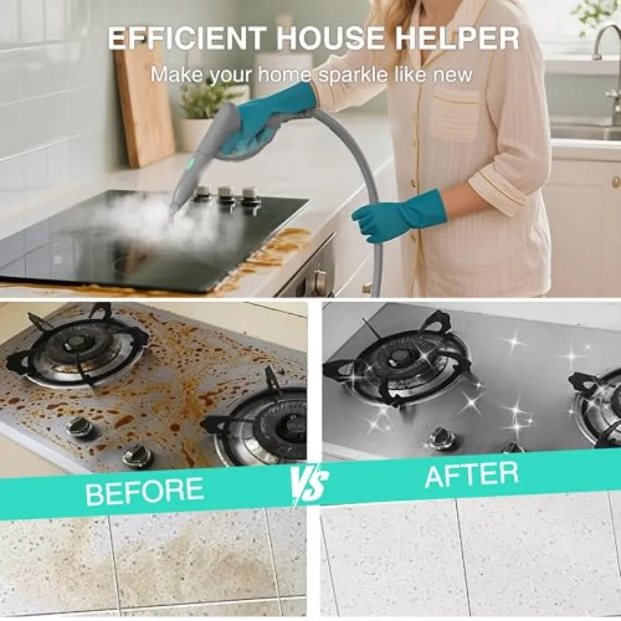 Odkurzacz parowy 1500W Mocny odkurzacz parowy do domu z 19 akcesoriami, zbiornik na wodę 1,5 l, bezchemiczny, wielofunkcyjny, przenośny odkurzacz parowy