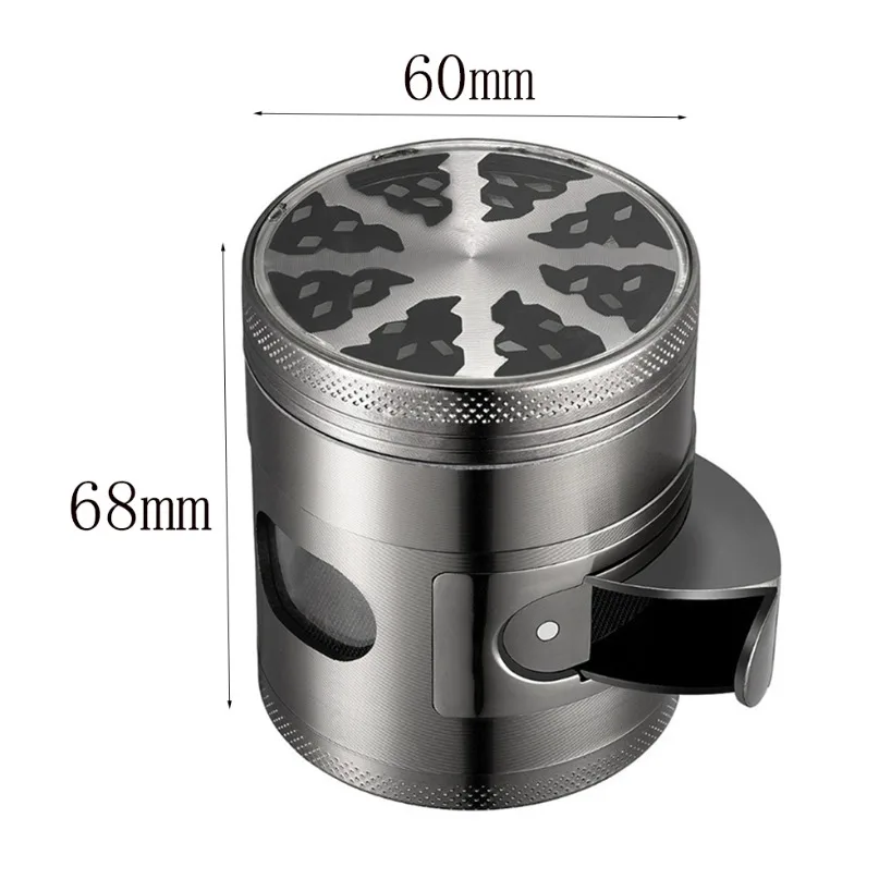 Large Capacity Metal Tobacco Grinder 60MM 4-Layer Visualization Glass Window Dry Herb Crusher Machine Smoking Accessories view 6