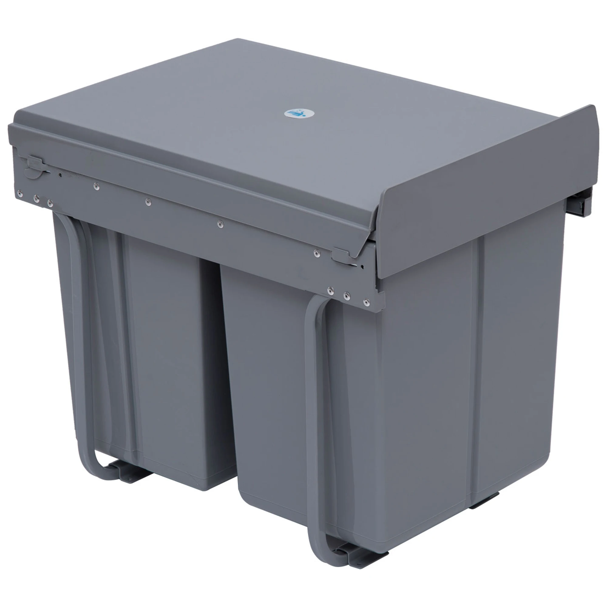 HOMCOM kitchen bin with 3 recycling bins 48x34,2x41,8 cm Gray