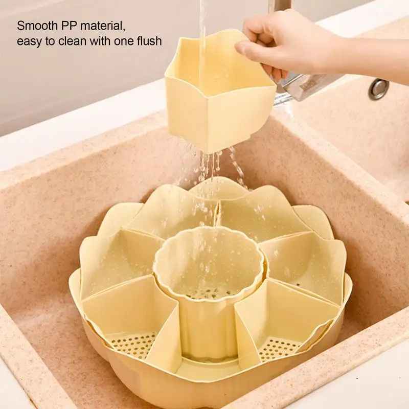 Divided Serving Dishes Multi-Purpose Divided Serving Dish Platters Snack Spinner 360 Degree Rotatable Tray For Draining Food