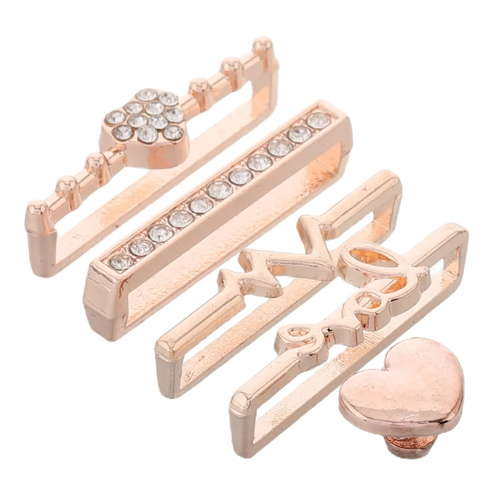 5Pcs Heart-Shaped Decorative Watch Strap Clasp Metal Ring Charm for Smartwatch Bands Stylish Elegant Easy Install Versatile