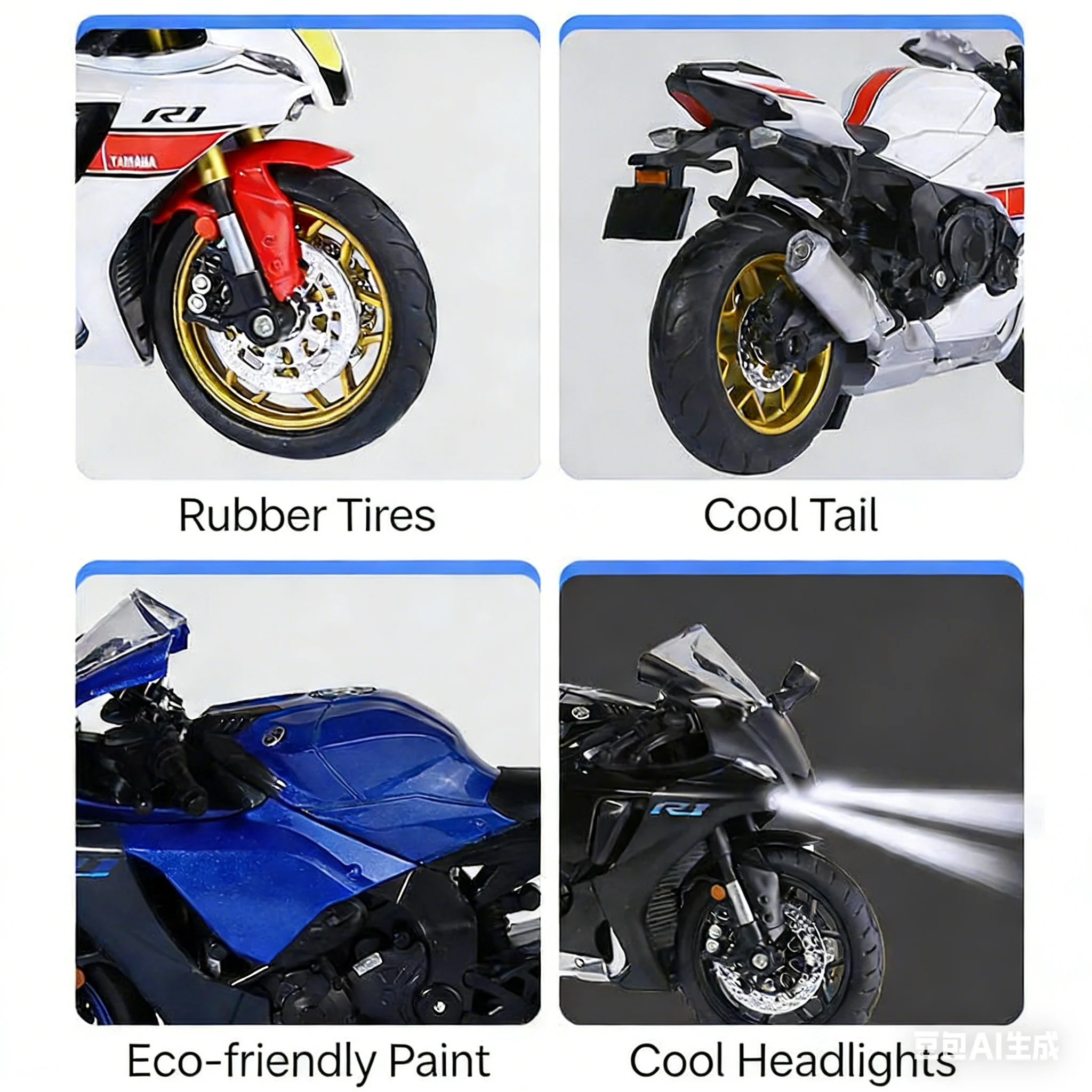 For 1/9 Yamaha YZF-R1M Motorcycle Model Toy Alloy Diecast Simulation Models Motor Cycle Collection Decoration Boys Toys Gifts