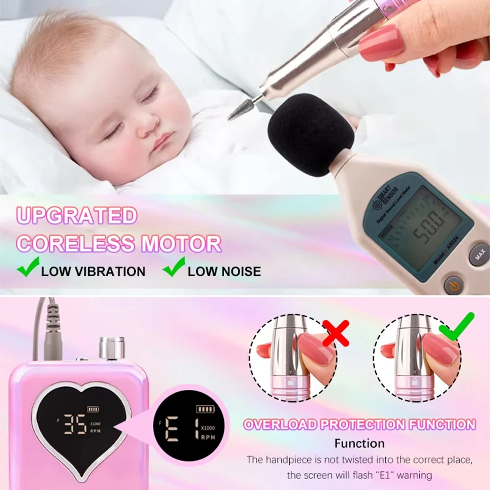 حار بيع قوة قوية الكهربائية مسمار الحفر مانيكير 35000 دورة في الدقيقة الاكريليك مانيكير E ملف جودة عالية #3