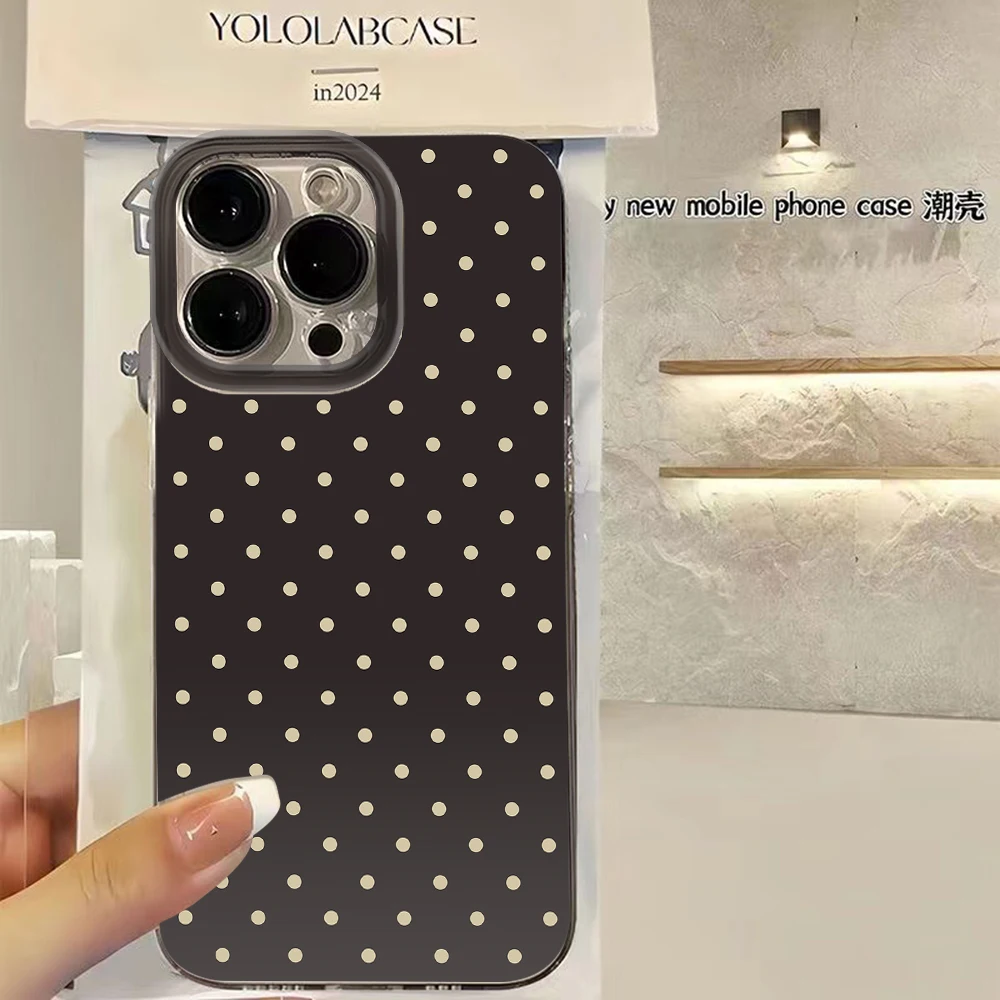 luxury Ins Brown Red Polka Dots Phone Case For Samsung Galaxy A07 A17 A36 A26 A56 A55 A35 A25 A15 A54 A24 A14 A53 A33 A23 4G 5G - náhled 3