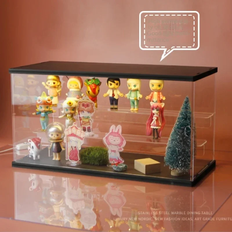 Double Acrylic Transparent Display Cabinet Stepped Dustproof Storage Boxes for Blind Boxes and Toys Figures Storage and Display