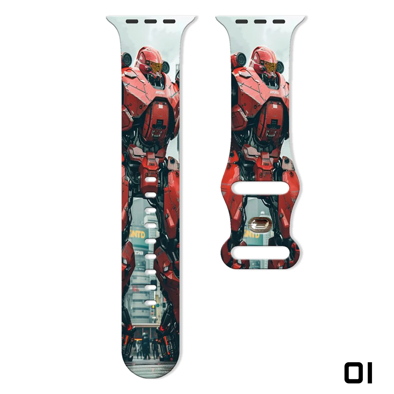 

Robot printed watch strap for Apple Watch 11 10 9 8 7Silicone Band Replaceable Bracelet for iWatch 38mm 41mm 42mm 46mm