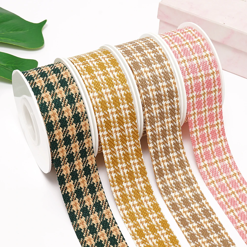 5 Yards 38mm Grid Ribbons For Bows DIY Craft Decoration Packaging Supplies. QNG001