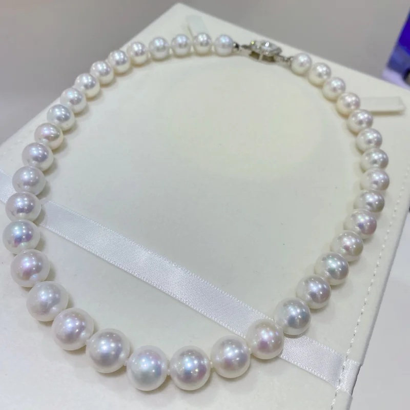

SGARIT Trending Jewelry 10-12mm S925 Sterling Silver Natural Freshwater Edison White Round Pearl Chocker Necklace for Women