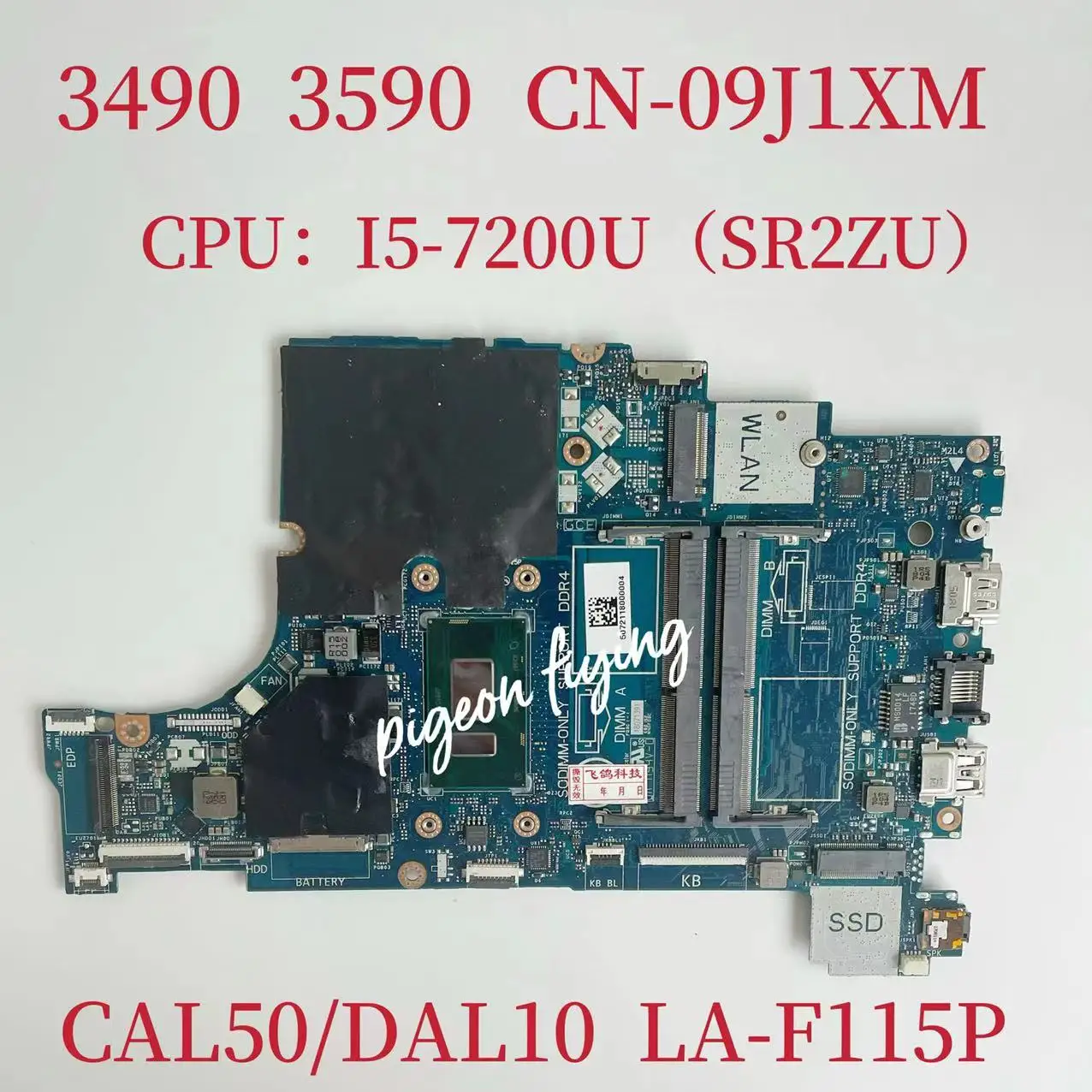 

LA-F115P Mainboard CN-09J1XM 09J1XM For Dell Inspiron 3490 3590 Laptop Motherboard CPU:I5-7200U SR2ZU 100% Test OK