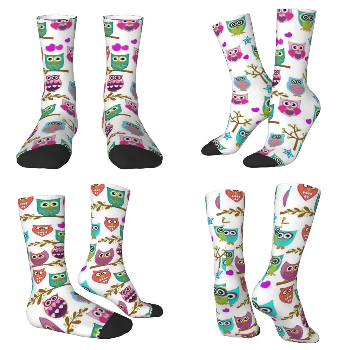 

Love Owl Pink Socks Harajuku Super Soft Stockings All Season Long Socks Accessories for Unisex Christmas Gifts