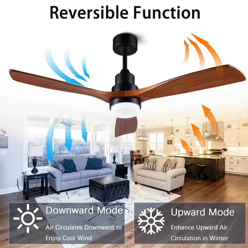 Modern Solid Wood Ceiling Fan Light Remote Control Ceiling Fan Lamp mute Adjustable Six Levels Wind Speed Living bedroom Decor