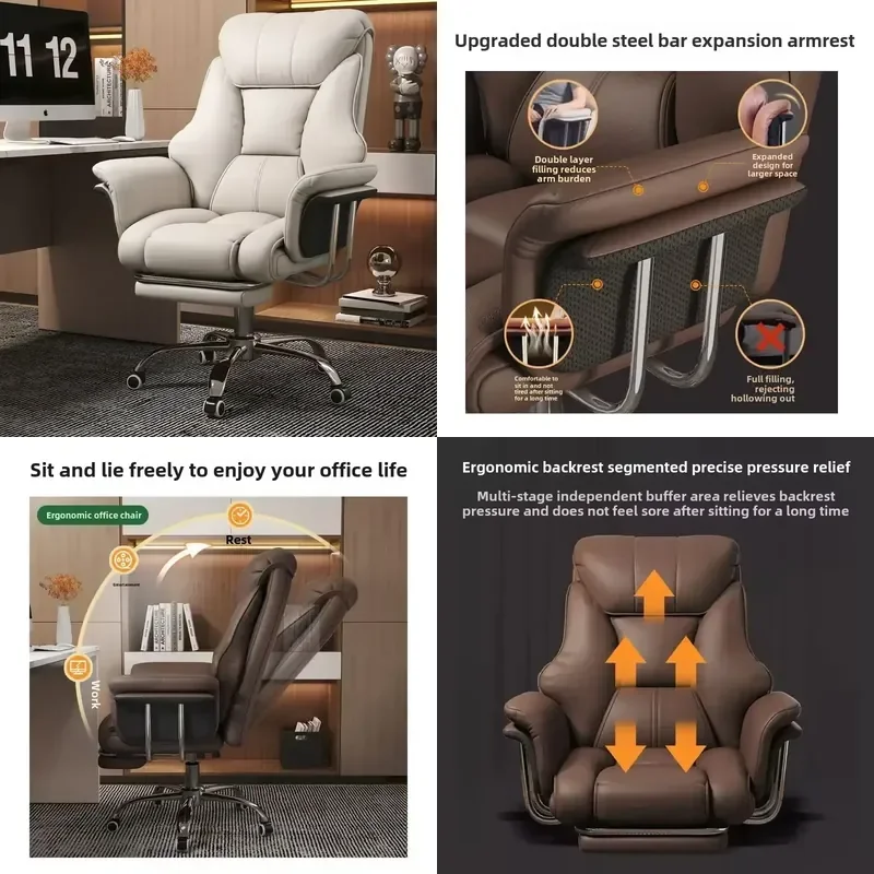 Ergonomic Boss Chair Home Office Computer Desk Gaming Recliner High Back Comfortable Sofa Study Room Swivel Rotating Lie Down