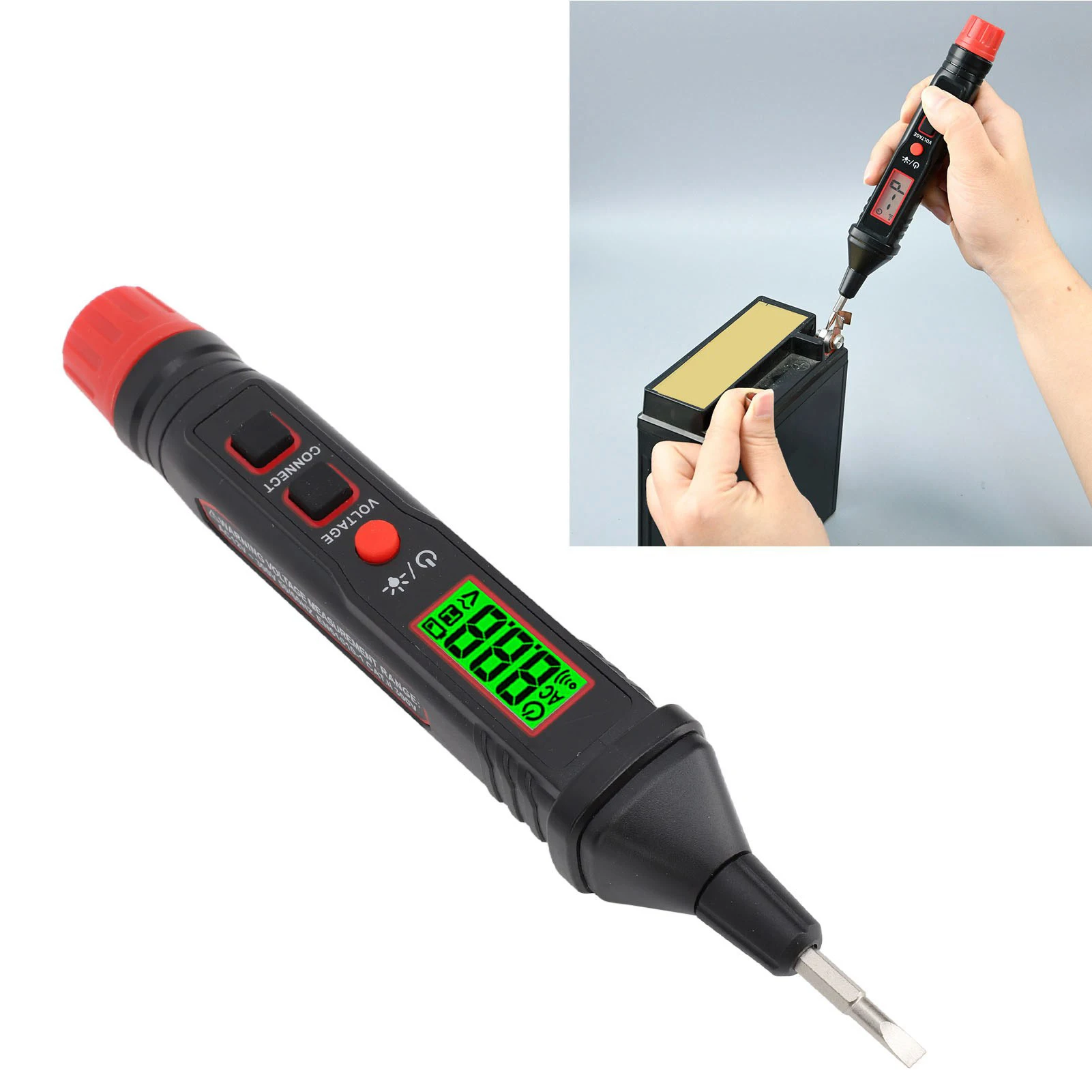 HT92 NCV Tester Pen for AC DC Voltage Detection 12V to 300V with Red Green Backlight Flashlight and Auto Shutdown