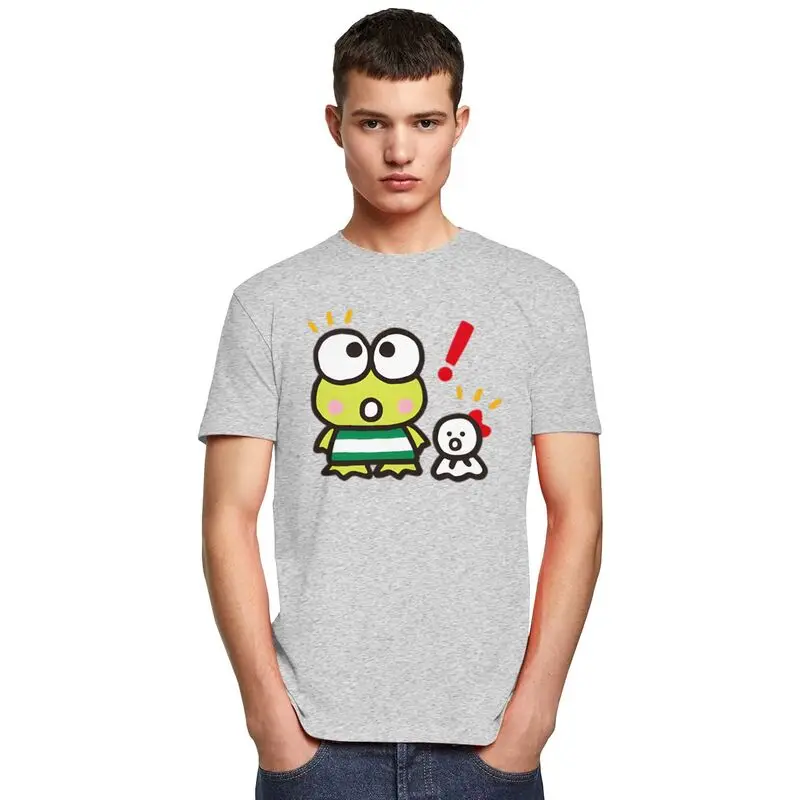 مخصص سانريو Keroppi الكرتون تي شيرت للرجال القطن الخالص تي شيرت بلايز قصيرة الأكمام تي شيرت غير رسمي الملابس