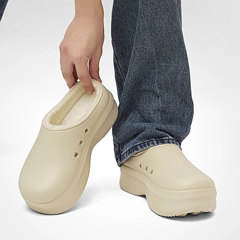 الشتاء الرجال نعال تدفئة فروي حذاء للحديقة زوجين لينة المنزل نعال من القطن في الهواء الطلق أفخم الشرائح مريحة المنزل قباقيب الفراء #4