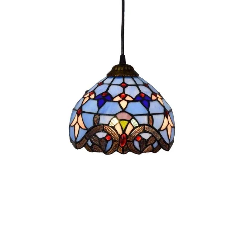 

20CM8 inch blue baroque Mediterranean stained glass balcony corridor glazed chandelier