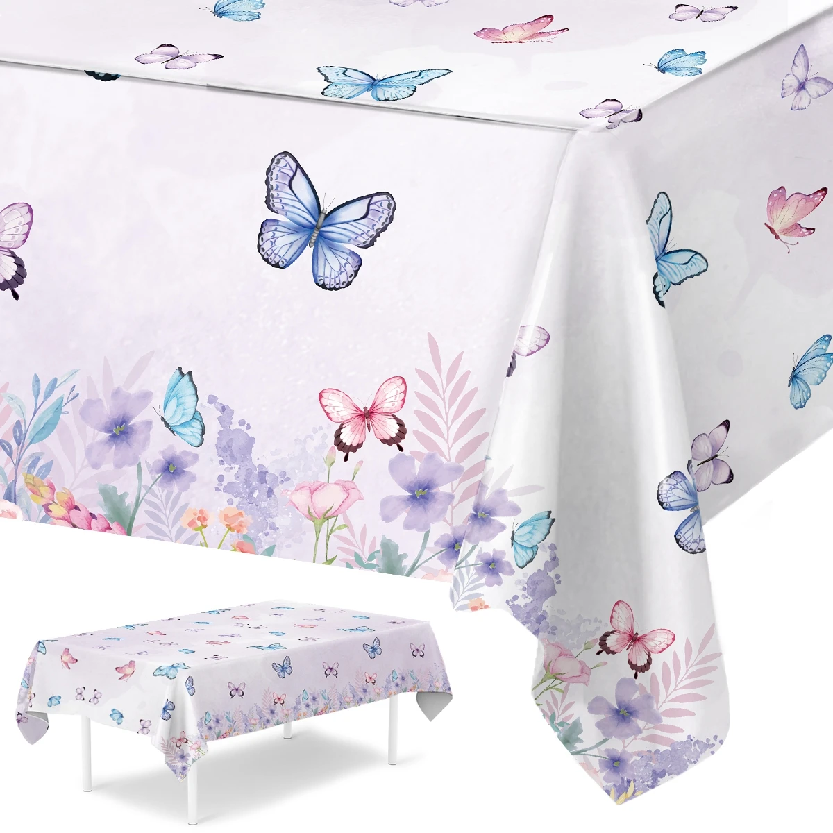 Mantel desechable de mariposa, cubierta de mesa de cumpleaños de mariposa de primavera, decoración de fiesta de feliz 1er