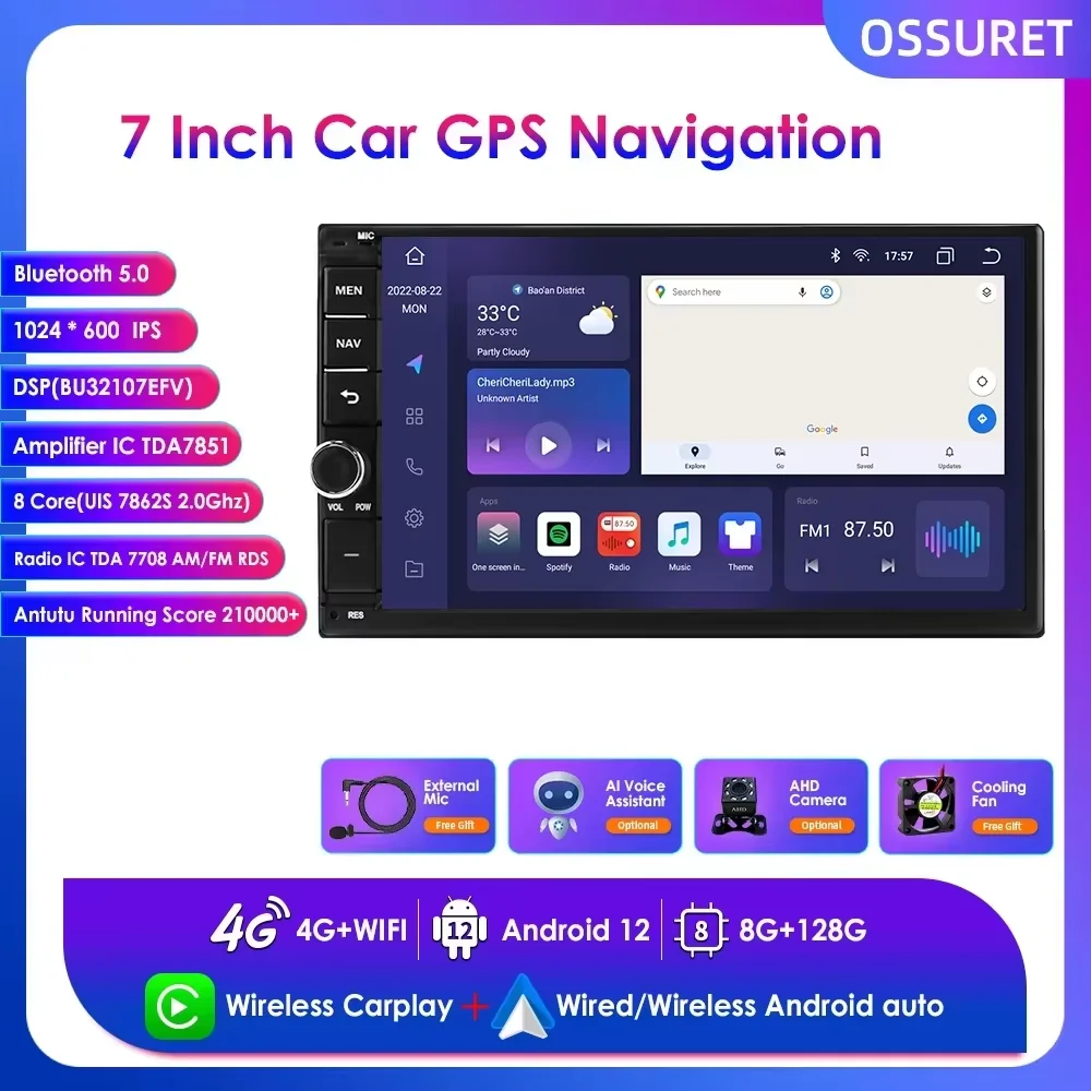 Latest Android 13 Octa Core 4G RAM 64G ROM DSP Universal Double 2 Din Car Radio Multimedia Player GPS Navigator Autoradio RDS FM