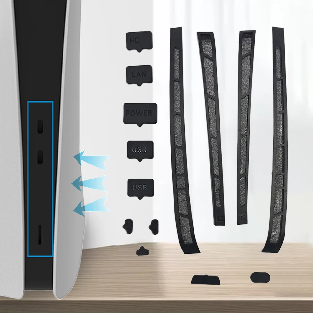 12 in 1 실리콘 먼지 플러그 세트 먼지 보호 포트 플러그 PS5 슬림용 플레이스테이션 5 슬림 콘솔 액세서리 팩