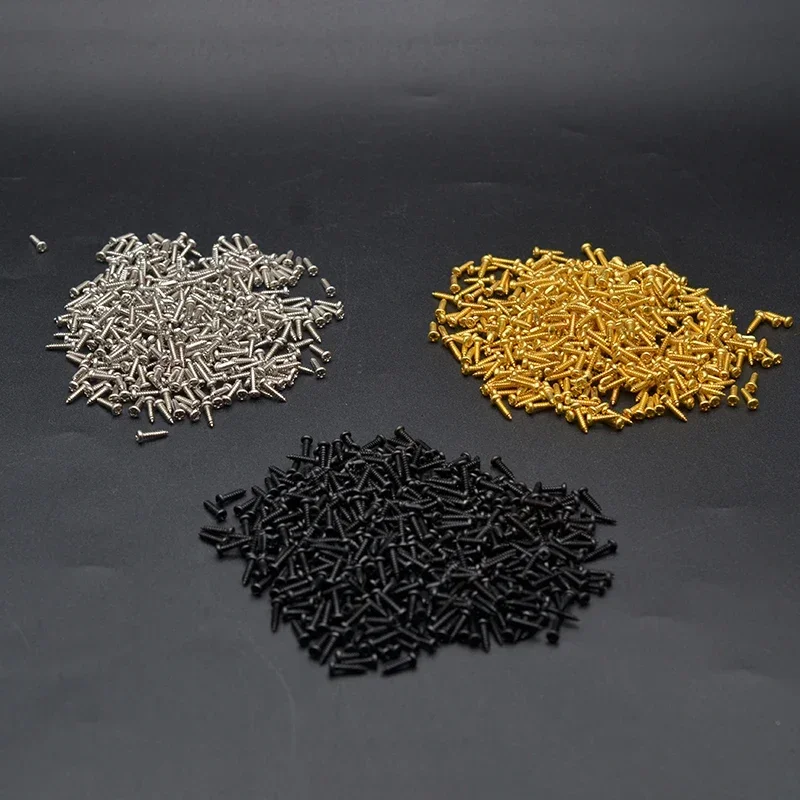 

50/100 шт. колки для настройки акустической электрогитары, винты/машинные головки для бас-гитары, монтажные винты, черный/золотой/хром 2,3x11 мм