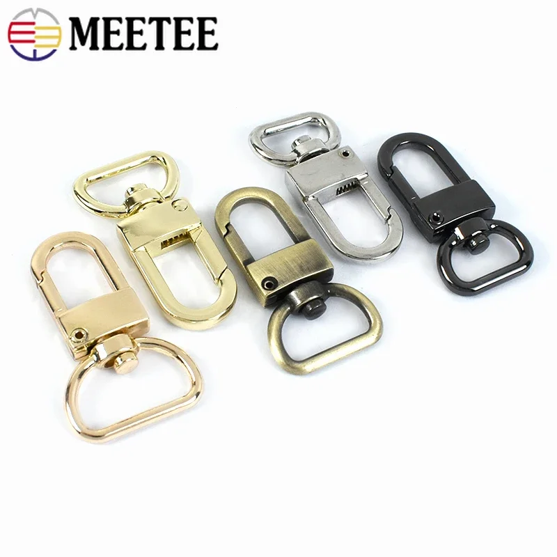 5/10Pcs Meetee 13/16/19mm Metal D Tail Buckle for Bag Strap Handbag Swivel Lobster Clasp KeyChain Snap Hook Hardware Accessories