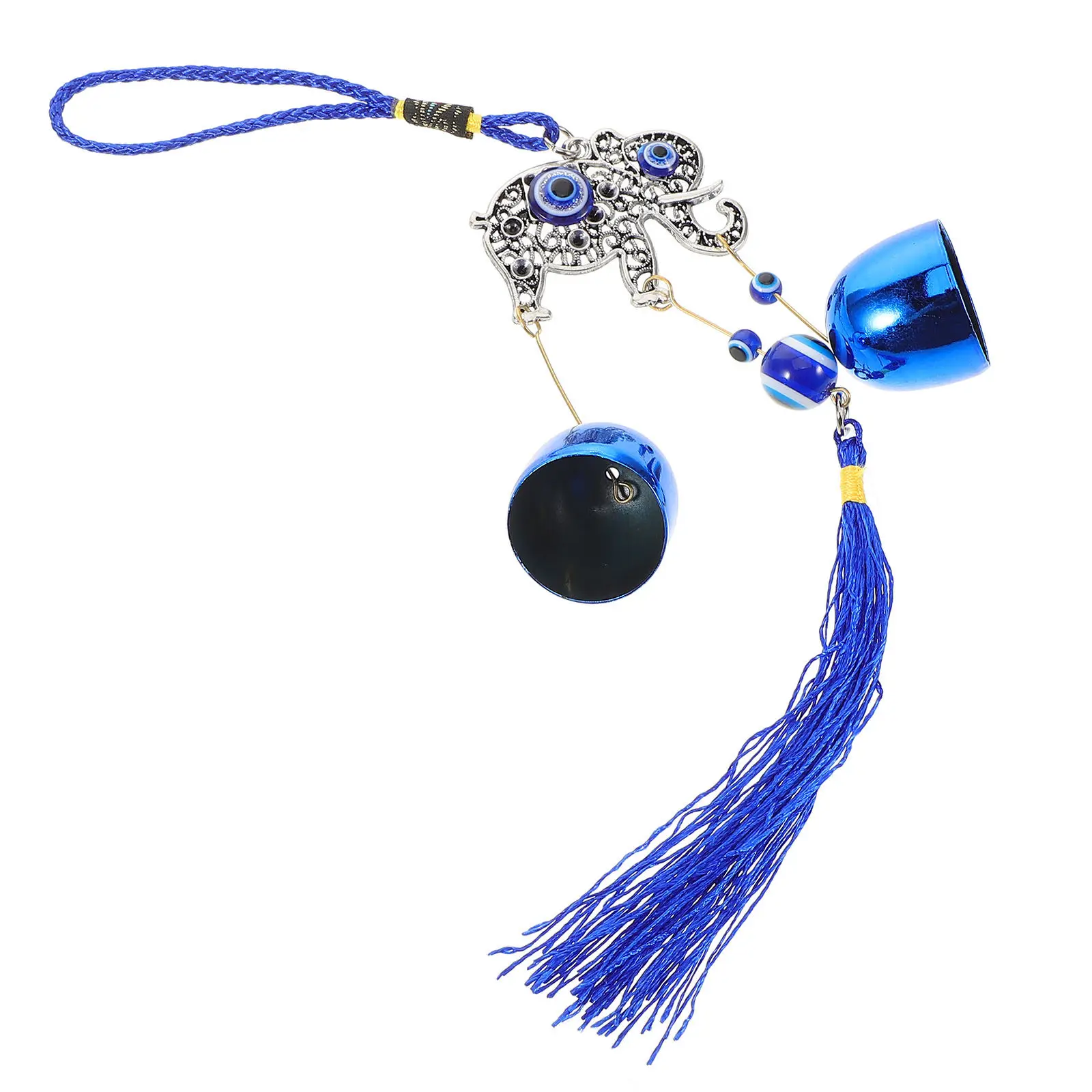 Blue Eye Metal Car Pendant Hanging Ornament Tassel Wind Chime Feng Shui Car Mirror Hanging Decoration Evil Eye Charm