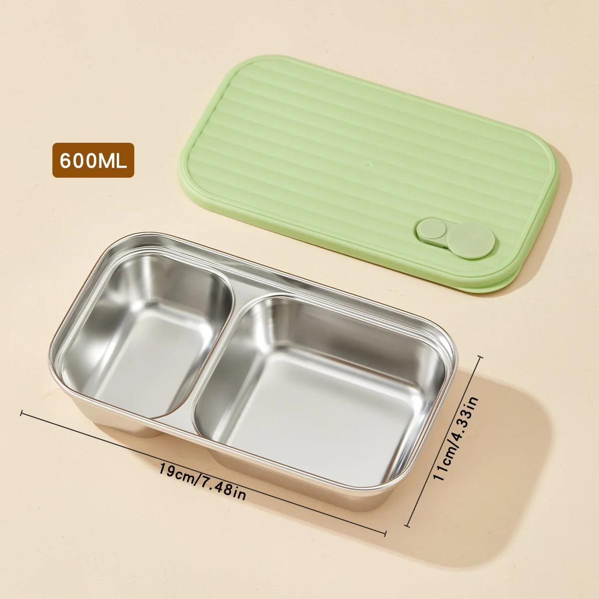 WORTHBUY Lunchbox aus Edelstahl 304, mit Deckel, tragbarer Obstsalat-Lebensmittelbehälter, stapelbar, auslaufsicher, Bento-Box für Studenten