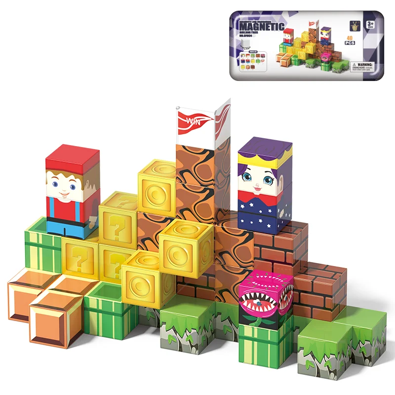 كتل مغناطيسية صغيرة مجموعة سفر ألعاب أطفال مكعبات مغناطيسية بناء البناء لعبة الجذعية صندوق حديد محمول ألعاب تعليمية هدية عيد الميلاد