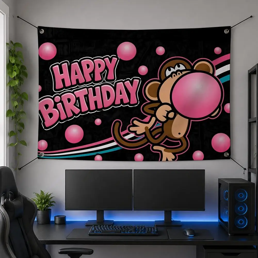 Character Cartoon Cute G-George Monkey Flags Flag Banner for Bedroom Dorm Party Home Living Room Game Room Gift