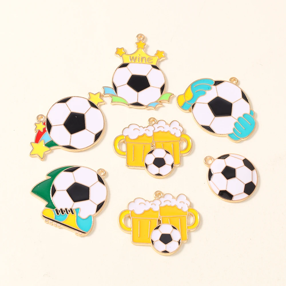 10Pcs Cute Love Soccer Charms DIY American Football Pendants for Handmade Jewelry Making Bracelet Necklace Earrings