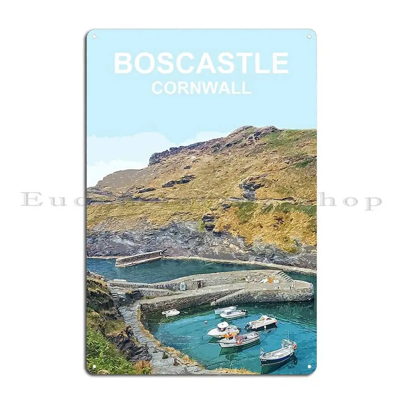 Boscastle Cornwall Cornish Gift Kernow Fishing Harbour Metal Sign Living Room Pub Mural Pub Customize Vintage Tin Sign Poster