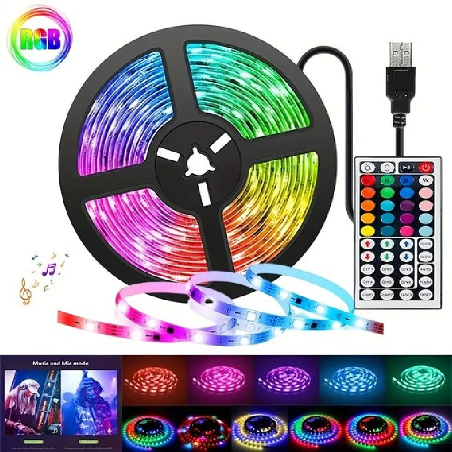 USB 3keys LED Strip Lights TV Background Lighting Colorful RGB 5050 Infrared Remote Long Distance Control Neon Light for Home