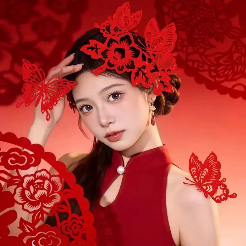 

Новогодние традиционные китайские аксессуары для волос для мальчиков и девочек, реквизит для фотосессий, украшения для студийных фото