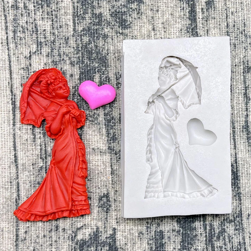 Lady Heart Silicone Mold Sugarcraft Cupcake Baking Mold Resin Tools Chocolate Fondant Cake Decorating Tools