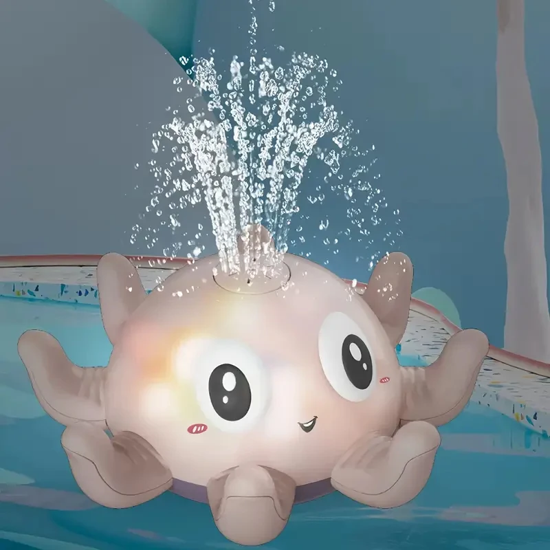 Baby Octopus Water Spray Toy LED Light Floating Bath & Pool Toy Baby Shower Fun Spray Water and Light Up Bathtub Toys For Kids
