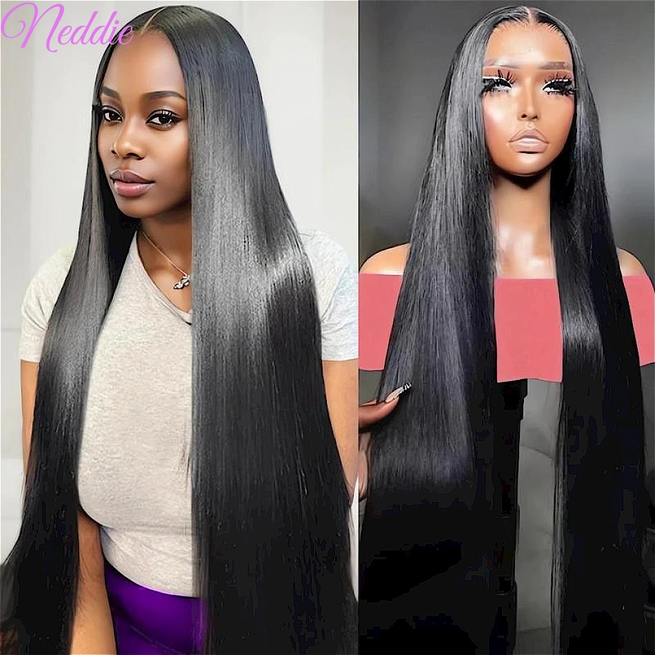 30 40 Inch Human Hair 100% Natural Straight 5x5 Lace Frontal Wig PrePlucked Afro Closure Wig Ready To Wear For Women Choice