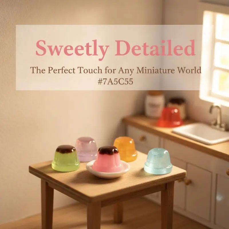 10pcs Resin Pudding Kawaii Fake Food Miniature Craft Material Scrapbooking Figurine Cabochon Accessories Flatback Embellishment