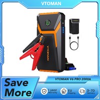 VTOMAN V6 PRO 2000A Car Jump Starter, with LED Light, Fast Charge, for Up 7.0L Gas and 5.0L Diesel Engines